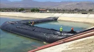 Palm Desert Pond Isolation with 12ft and 8ft AquaDam