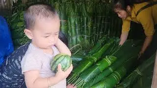 went to the forest to cut dong leaves to sell to get money to buy milk for her children
