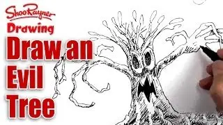 How to draw an evil tree - spoken tutorial for Halloween