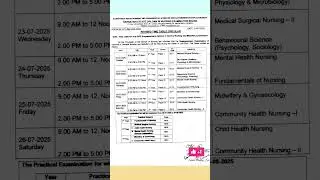 GNM 1st, 2nd and 3rd year exam Date 2025
