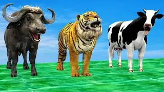 Cow Elephant Tiger Buffalo T-Rex Choose Right Color Challenge, Help Animals Escape Prison Game