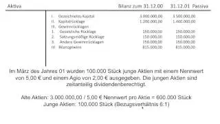 Gewinnverwendung AG, Dividende zeitanteilig bei Ausgabe junger Aktien, Bezugsverh&auml;ltnis (FOS/BOS)