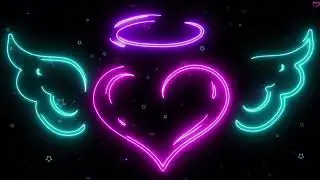 1 Hour Glowing Angel Heart | Neon Love Wings & Halo Loop | Loop Matrix Background Vibes