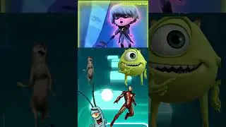 Tiles hop edm rush - Wolf 🐺 vs Mike Wazowski vs Plankton vs Iron Man #edm #coffindance #tileshop
