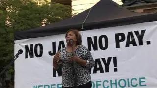 Suzy  on behalf of Cini & Marc for Chase at the No jab No Pay No Way rally 2017