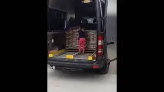 Sabina, moving pallets for her dad on KieTek's rollerbed system.