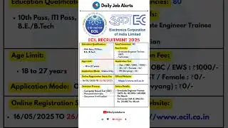 ECIL Recruitment 2025 | New Vacancy 2025 | Daily Job Alerts #shorts