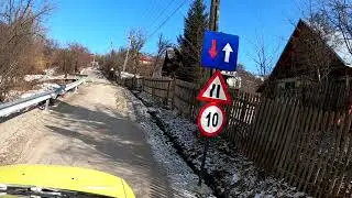 Driving through hidden villages - Bucegi Mountains, Beautiful Scenery - Romania February 2021