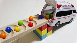 Quiet Toy Vehicle ASMR on a Wooden Marble Track | Thomas, Dump Truck & Street Sweeper