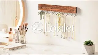 Wall Mount Wooden Necklace Organizer with 15 Hooks &ndash;Display & Organize in Style✨#spacesaver #lolalet