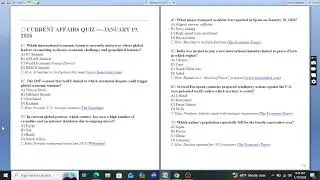 CURRENT AFFAIRS QUIZ-JANUARY 19 2026