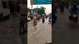 Water logging on roads after incessant rain.