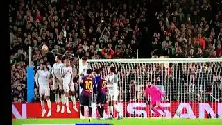 Messi free kick vs Liverpool super slow mo BEST ANGLE