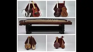 Handmade five mini musical instruments (guitars, plucked instrument, pipa lute, zhongruan )