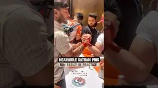 Satnam pins 90 kg senior asain champion easily in after pulls 💀 #armwrestling #denic #shivkaushik