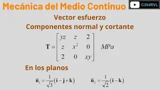 MMC. Cálculo del esfuerzo total y sus componentes vectoriales normal y cortante. Ejercicio