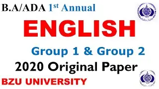 Ba Ada 1st Annual ENGLISH 2020 Question Paper Group 1 & 2 BZU University ba bsc adp english paper