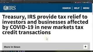 Tax News Treasury, IRS provide tax relief to investors and businesses affected by COVID-19
