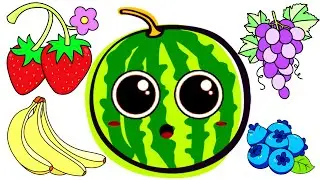 Learn Fruit Names，Apple，Banana，strawberry，watermelon，Blueberry，Grape，Cherry，Peach，pineapple，PearKaLa