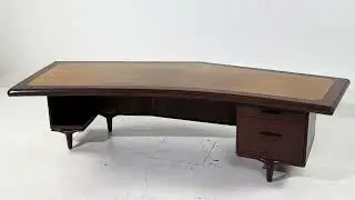 Monteverdi-Young Signature Line Mid Century Walnut Boomerang Desk
