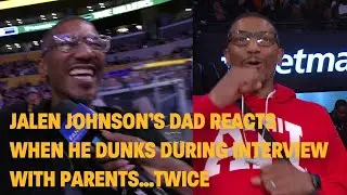 The TWO times Jalen Johnson has dunked during interviews with his parents 🤯🤯