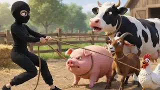 A thief in Old MacDonald's Farm 😱 Steals all Animals! 🐐🐖🐔Clever Cat Saves the Day