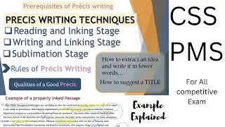 Precis Writing CSS/PMS 2025/How to write a Pr&eacute;cis for CSS Exam?/Rules of Pr&eacute;cis Writing/CSS English