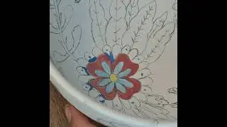 Watch me paint this flower and see the finished result #ceramic #pottery #painting #flower #bowl