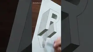 3d drawing in the letter R, draw letter R in 3d easy #shorts #3ddrawing #erahulbaniyart