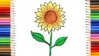 Sunflower Drawing Glitter Coloring for kids/How to Draw Sunflower step by step | Jojee Kids Drawing
