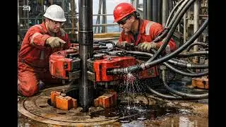 Power Tong Hydraulic Hose Leakage on Rig Floor#HydraulicHoseLeak#RigFloorSafety#LandRigHSE#Oilfield