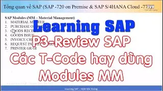 Review SAP c&aacute;c Code hay sử dụng Modules (MM &ndash; Material Management) - P3 Learing SAP #sap  #software