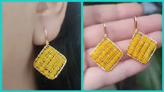 Aretes tipo rombo 🔶 con tramado cuadriculado