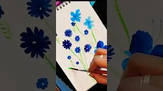 Blue flowers with water colours #youtubeshorts #viral #trending #painting #art #watercolor #drawing