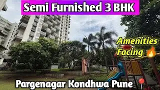 Semi Furnished 3 BHK At Parge Nagar Kondhwa Pune📍|1200+ Sqft Carpet| Double Car Parking|#3bhk  #pune
