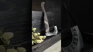 Hand forged axe &ldquo;OTHALA&rdquo; with leather cover