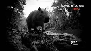 Capybara Jumping on a Crocodile 😮