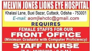 Job Vacancy in Melvin J.L. Eye Hospital, Cuttack