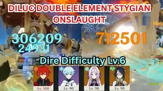 Cryo Diluc Double Elemental Plunge vs Lv.6 Aeonblight Drake Stygian Onslaught | Genshin Impact