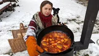 Идеальное рагу из говядины в казане. Домашняя кухня в украинском селе