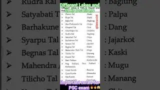 different lakes and their location of Nepal | lakes of Nepal #psc #viral #pscgk #loksewa #shorts