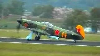 2x Yakovlev Yak-3 + Yakovlev Yak-11 Warbirds - Takeoff, Formation Flypast & Taxiing