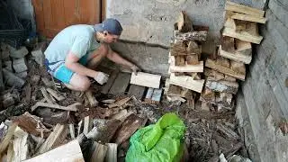Survival: stack firewood. Working and ASMR.
