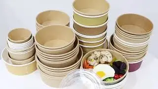 kraft paper bowl with lid OEM disposable eco friendly