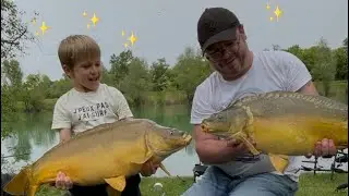 Session carpe de fou sous la pluie avec le fiston avant la fraie