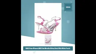 KRE Prime Women LMS Pink Metallic Kitten Heels With White Pearls