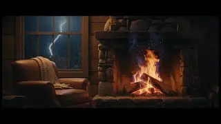Surreal Cozy Fireplace at Night 🌧️🔥 Deep Sleep, Relaxation & Healing Ambience