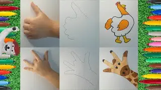 How to draw Chicken and Giraffe picture by hand easily. El ile Tavuk ve Z&uuml;rafa resmi nasıl &ccedil;izilir.