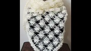 Crochet : Punto Esponjoso y Salomon. Chal en V.  Parte 2 de 2