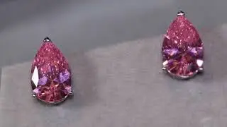 Pink diamond earrings, pink diamond pear ear studs, pear cut diamond ear studs, teardrop ear studs